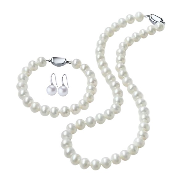 CICILIYA Freshwater Pearl Strand Necklace Set Include Bracelet and Dangle