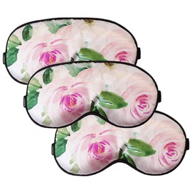 (Set of 3) Floral Sleep Mask for Women, Comfortable Eye Mask with Adjustable Strap, Soft Satin Eye Cover