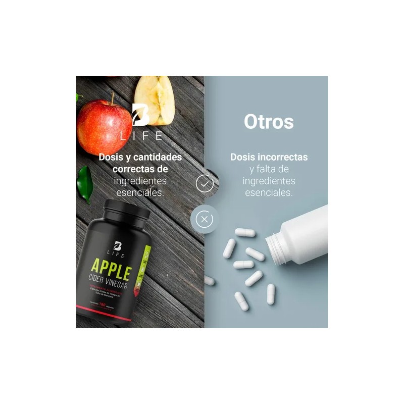 Vinagre De Manzana 180 Cápsulas De 500mg B Life