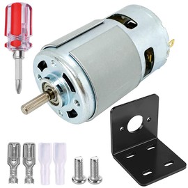 DC 775 Motor 12V-24V 6000-12000RPM 775 Electric Motor Double Ball Bearing High Torque Large Power Low Noise DC Motor with Bracket DIY for Mini Angle Grinder Table Saw Drill Electrical Tools