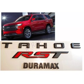 GM Auto 3PCS KIT Matte Black Rear Tahoe Duramax Red Black RST Emblem For 2021+ Tahoe