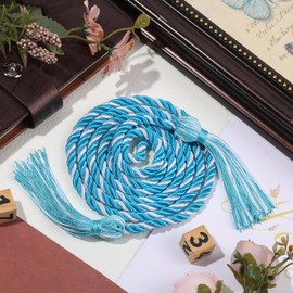 24 pcs Graduation Honor Cords 68" Grad Braided Honor Cord with Tassel Honor Rope Grad Cords Bulk for Graduation Students Bachelor Master Doctoral Gown Grad Decor (Peacock Blue and White)