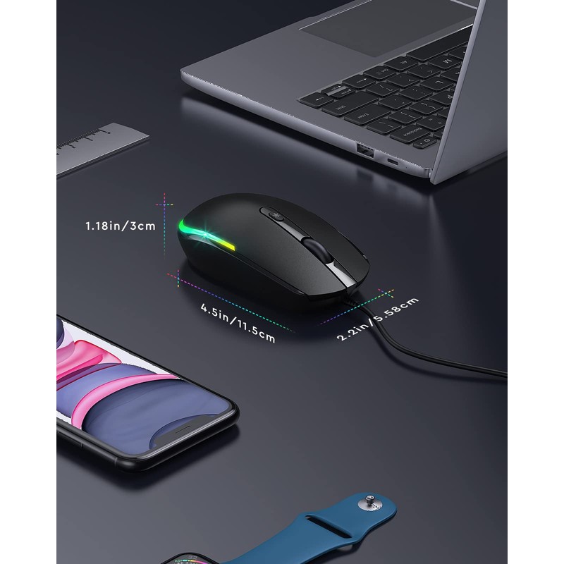 seenda Maus mit Kabel, PC Computermaus mit Kabel, 1600 DPI