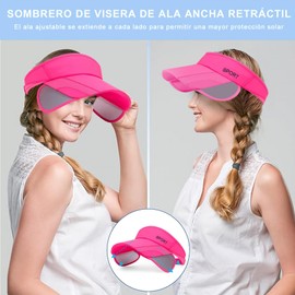 Yanlin Viseras para Mujer, PVC Transparentes Sombreros para el Sol de Verano, Protección UV, Ajustable Viseras para Mujer Deportivas, Sombreros De Playa, para Tenis, Golf