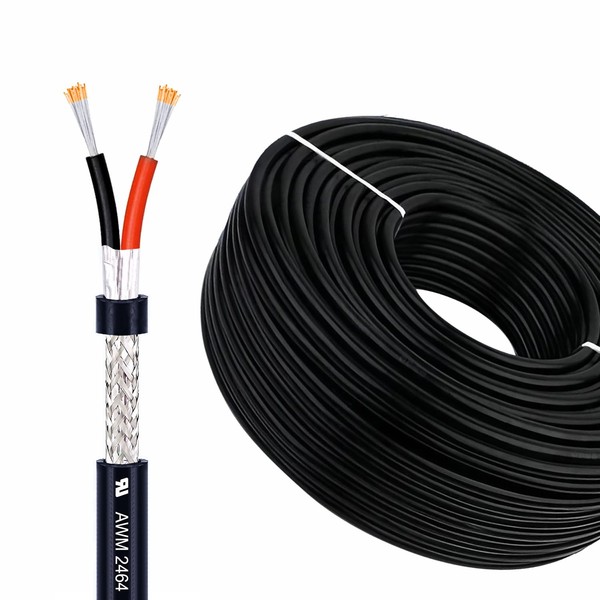 LINKSQ UL2464 30FT 20 Gauge 2 Conductor AL Shielded Wire,