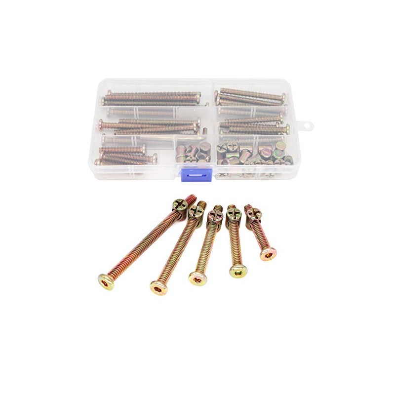 50pcs 1/4-20" Baby Bed Hardware Replacement Kit, Zinc Plated Hex