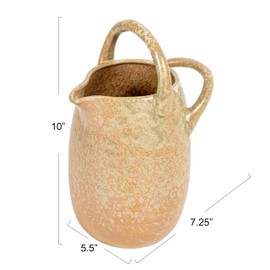 Creative Co-Op 80 oz. Stoneware Watering Pitcher with Handles, Reactive Glaze