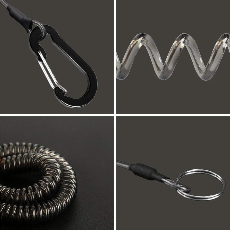 Lix&Rix Spiral Retractable Safety Coiled Lanyard with Stainless Steel Clip