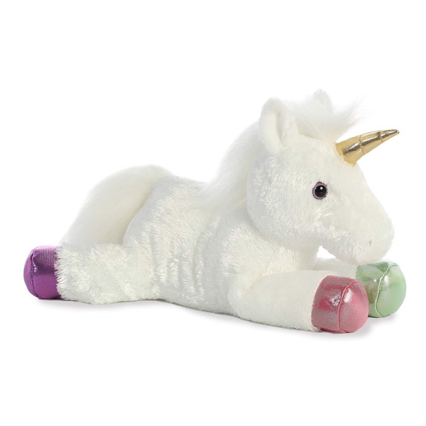Aurora® Adorable Flopsie™ Prism Unicorn™ Stuffed Animal - Playful Ease - Timeless Companions - White 12 Inches