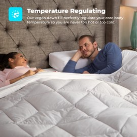 Pillow Cube The Cubit Comforter - Bed Comforter, Duvet, Bedding, Cooling Comforter, Vegan Down Fill, White & Light Grey - Full/Queen