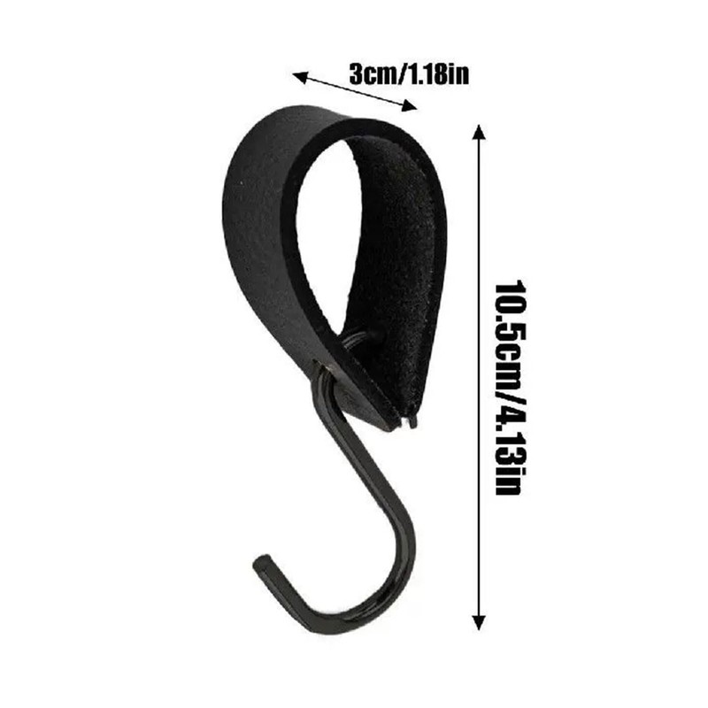 Vroxdrez S Hooks with Leather Loop - Black, Pack of