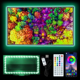 HEXJOSGL LED Light for TV, 9.84ft LED Strip Light for 32-45 Inch TV, RGB TV Backlight Behind, Music Sync Bluetooth APP & Remote Control, 5V USB Powered Strip Light for Living Room/Bedroom