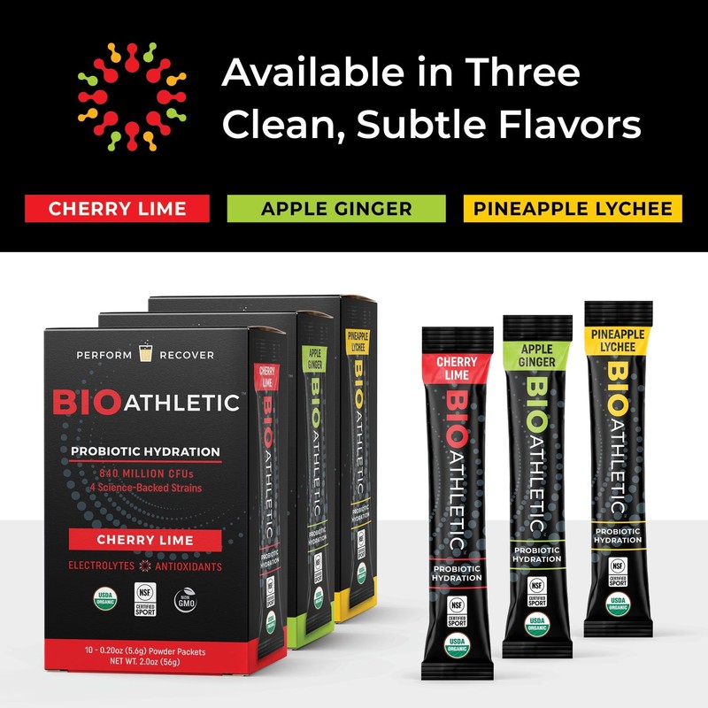 BioAthletic Probiotic + Electrolyte Hydration Drink Mix, with Vitamins D