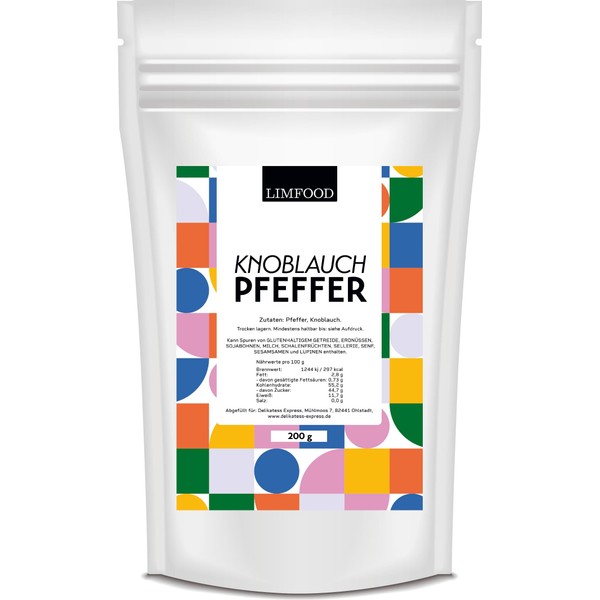 Limfood 200 g garlic pepper, coarsely crushed garlic and pepper,