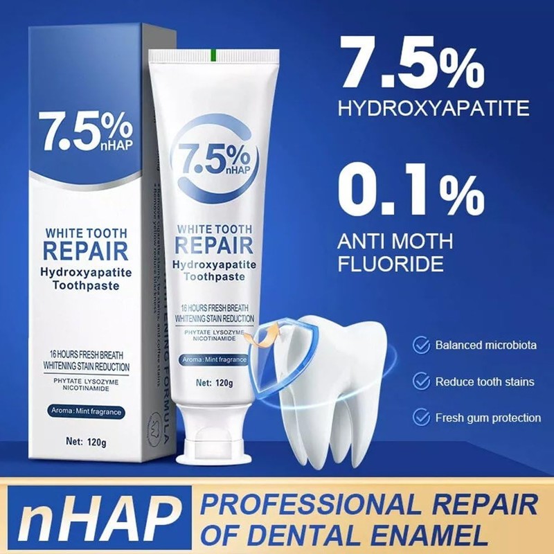 Hydroxyapatite Toothpaste for Enamel Protection & Tooth Strength, Mint Flavor,