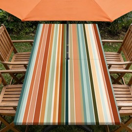 Outdoor Tablecloth with Umbrella Hole and Zipper 72" x 30"