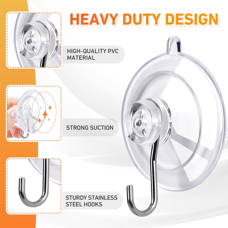 KORCCI Suction Cup Hooks 12Pack - Max Load 10LB, 1.77Inch