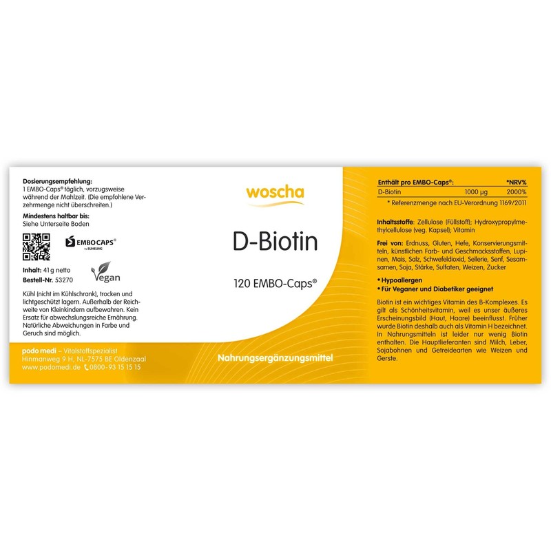 Woscha D-Biotin, 100 Vcaps