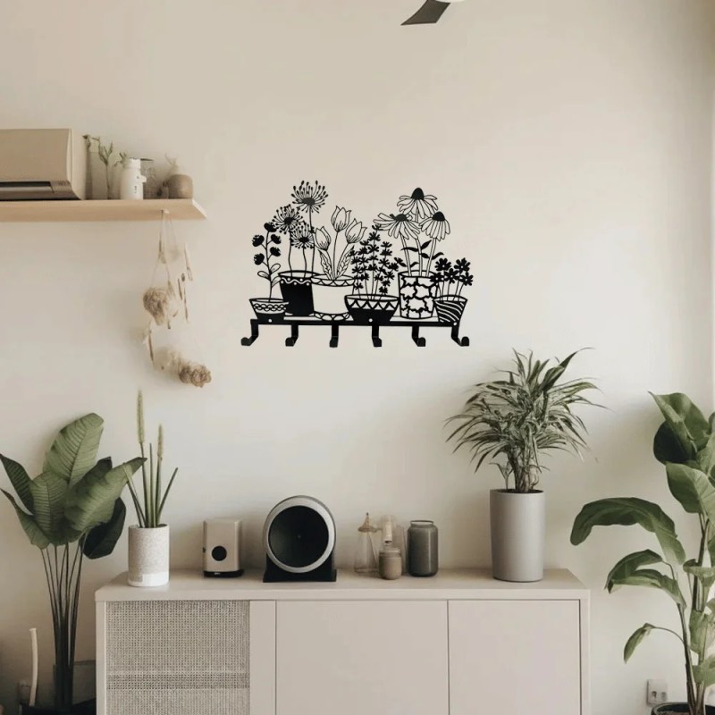 CIFbuy Double-Tier Wall Mounted Coat Rack 6 Hook Vase Design