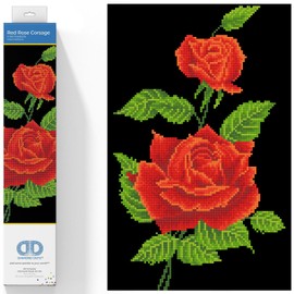 DIAMOND DOTZ ® - Red Rose Corsage, Partial Drill, Round Dotz, Diamond Painting Kits Flowers, Diamond Art Kit for Adults, Rose Diamond Art, Diamond Art Flowers, 16.5"x10.6"