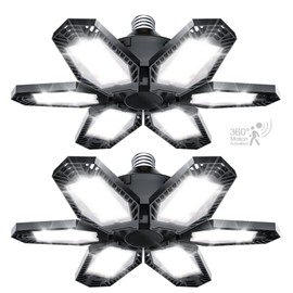 TANBABY 2 Pack Motion Sensor Garage Light, Total 30000LM Deformable Garage Lighting, 150W LED Ceiling with Motion, Ultra Bright Motion Activated LED Shop Light for Attic, Basement