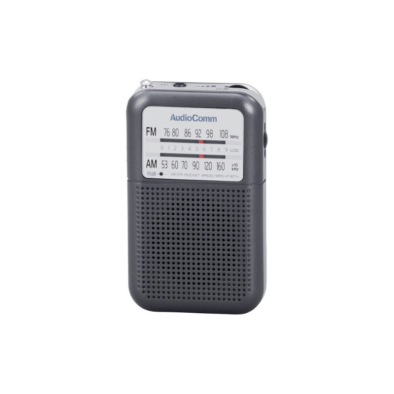 OHM AudioComm AM/FM Pocket Radio, Dark Gray RAD-F127N-H