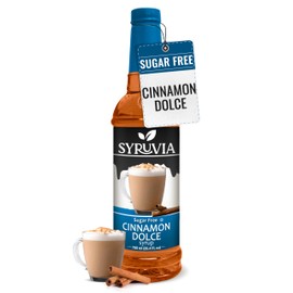 Syruvia Sugar-Free Cinnamon Dolce Syrup - 25.4 fl oz. Premium Coffee Flavoring Syrup. 0 Calories, Kosher, and Gluten-Free. Perfect for Drinks, Sodas, Shakes, Desserts, and More.