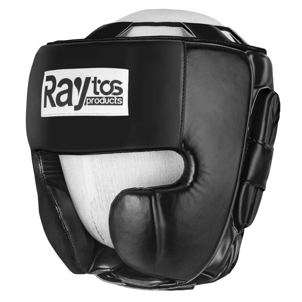Raytos Headgear [Lightweight Design, Adjustable Lace, Wide Field of View, Ear Guard Belt, and Cheek Guard for Face Protection] For Martial Arts, Boxing, Kickboxing, Muay Thai, Karate, MMA, Practice, Dojo, Gym, Sparring (M/L, BLACK)
