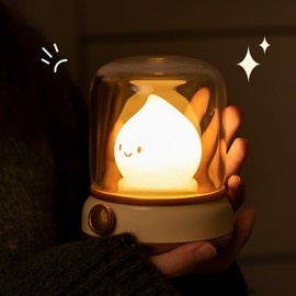 Myratts Ghost Campfire Night Light, Mimics Flickering Flame Effect Retro Chibi Flame Amber Light, Great Ambience Light for Camping Party Room Decor (Retro Flame Lamp)