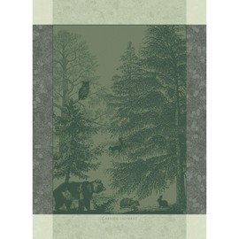 Garnier Thiebaut Animaux De La Foret Sapin (Animals of The Forest) French Kitchen Towel 22"x30", Cotton, Jacquard