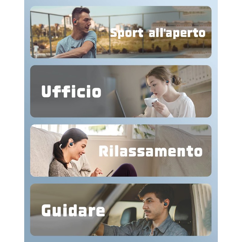 EUQQ Cuffie Bluetooth Sport, senza fili con tecnologia Bluetooth 5.3,