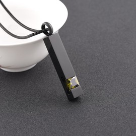 Memorial Jewelry Brithstone Cube Cremation Urns Jewelry Ashes Keepsake Stainless Steel Crystal Pendant, Crystal