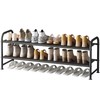 LINZINAR Shoe Rack 2 Tier Long Storage Organizer Wide Metal