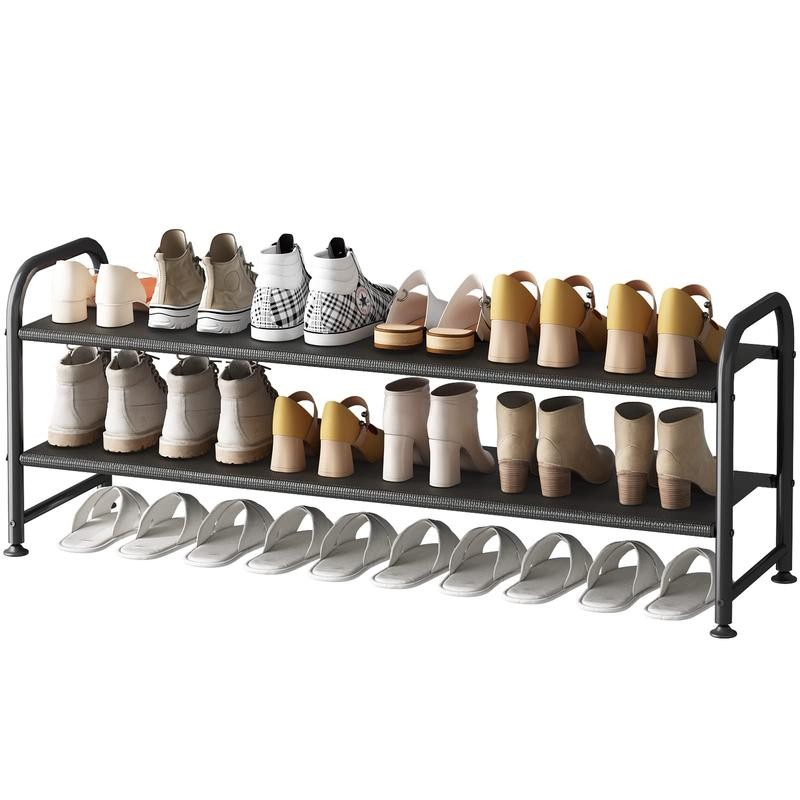 LINZINAR Shoe Rack 2 Tier Long Storage Organizer Wide Metal