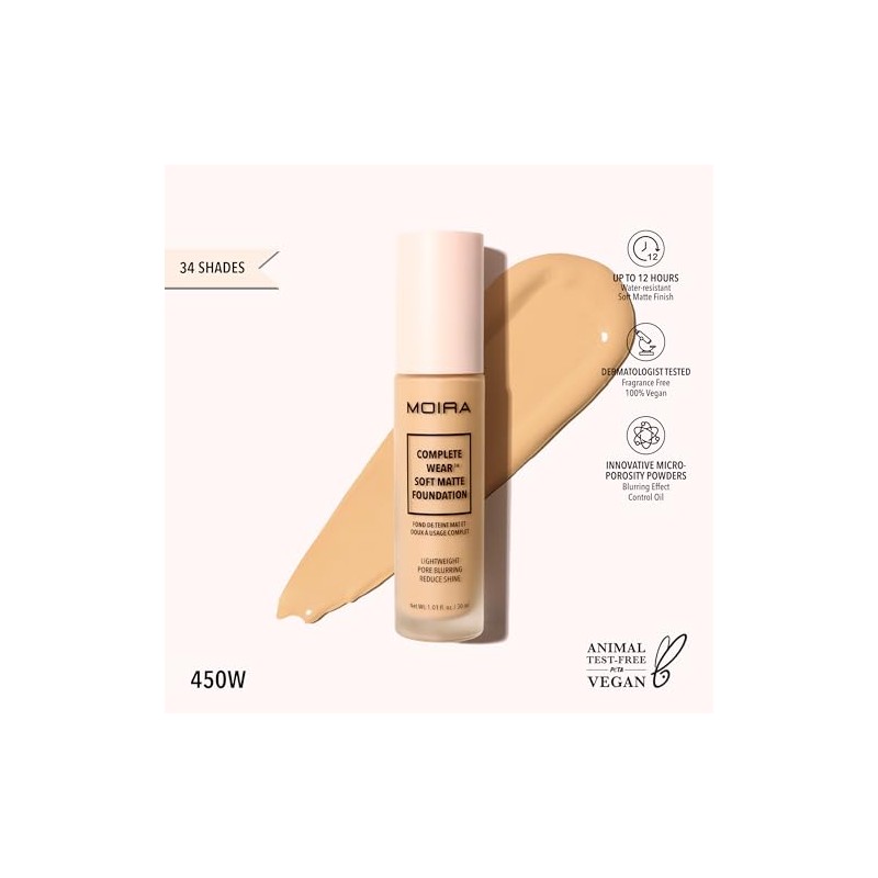 Moira Base De Maquillaje Liquida Complete Wear Soft Matte Foundation