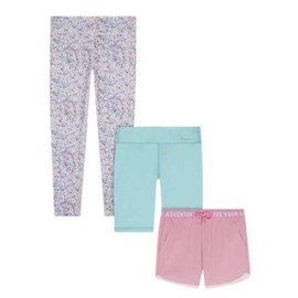 Eddie Bauer Youth Girl's 3-Piece Active Bottoms Set, 1 Legging, 1 Bike Short, 1 Skort OR Short (as1, Alpha, l, Regular, Regular, Aqua, Large(14/16))