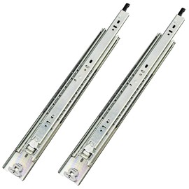 VIVEGO 1 Pair 30 Inch 100 Lb Capacity Heavy Duty Locking Drawer Slides(with Stainless Screws),Side Mount Full Extension 3 Fold Ball Bearing Stainless Steel Drawer Rails,Hardware Drawer Runners Tracks