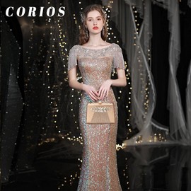 CORIOS Rhinestone Evening Bag for Women Sequin Pleated Clutch Bag Bridal Wedding Purse Glitter Crystal Shoulder Bag Sparkly Handbag Elegant Crossbody Bag Rose Gold