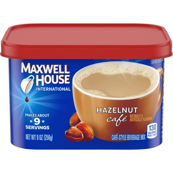 Maxwell House International Hazelnut Café Instant Coffee (9 oz Canisters, Pack of 4)