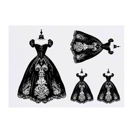 4 x 'Vintage Dress' Temporary Tattoos - Water Resistant, Skin-Safe, Non-Toxic Transfers, Mixed Sizes (TO00081484)