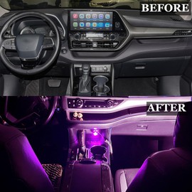 2 PCS USB LED Car Interior Night Light Atmosphere Lamp, Mini USB LED Decoration Light Ambient Interior Light, Pink Purple USB Portable Car Ambient Lighting Kit, USB Night Light for all Car Interiors