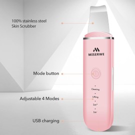 Skin Scrubber Face Skin Spatula Facial Scrubber Spatula Pore Cleaner with 4 Modes (Pink)