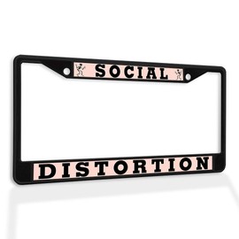 Fastasticdeals Metal Insert License Plate Frame Social Distortion Weatherproof Car Accessories Black 2 Holes Solid Insert