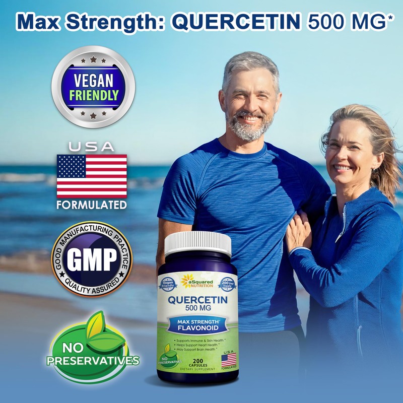 aSquared Nutrition Quercetin 500mg Supplement - 200 Capsules - Quercetin