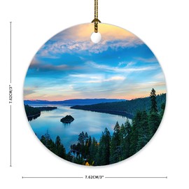 Lake Tahoe Landscape Ornament City Ornament, City Keepsake Gift for Friends/Tour Pal, Landscape Souvenirs for Christmas Tree Decoration, Xmas Hanging Decor, Made in The USA
