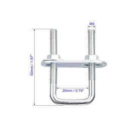 MACHSWON Square U-Bolt,1 Set Carton Steel M6 U Bolts 20mm(3/4") Inner Width 50mm Length with Nuts and Frame Plate for Automobiles Boat Trailer