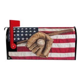 WOOR Vintage Sports Baseball American USA Flag Magnetic Mailbox Cover MailWraps Garden Yard Home Decor for Outside Standard Size-18"x 20.8"
