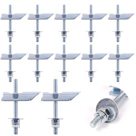 Swpeet 12Pcs Heavy Duty M8×100mm Plasterboard Fixings Toggle Bolts Drywall Anchors, Tiltable Plasterboard Wall Plug Kit, Tilt Pins with Washer and Nut Folding for Hanging Heavy Items on Drywall