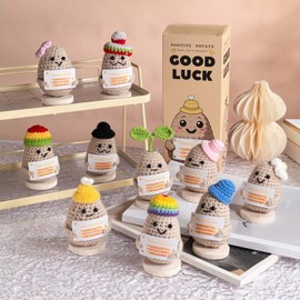 10PCS Mini Emotional Support Potato Doll Positive Crochet Animals Desk Decor Birthday Gifts for Women Men Him Her Friend Teacher Sister