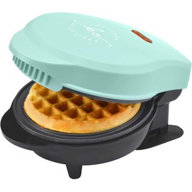 Kitchen Selectives Mini Waffle Maker By Select Brands - Classic Waffle Iron for Traditional, Savory or Dessert Waffles - Features Non-Stick Coating - 4 Mini Waffles, Mint Green